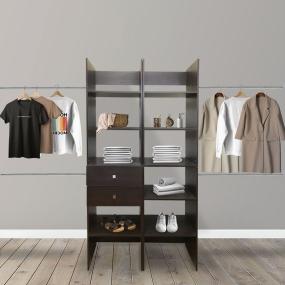 CLÓSET MELAMINA ARMABLE 190 X 100 X 40 CM WENGUE CON CAJÓN
