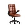 SILLA DE OFICINA TAPIZADO DE CUADROS COLOR CAFÉ