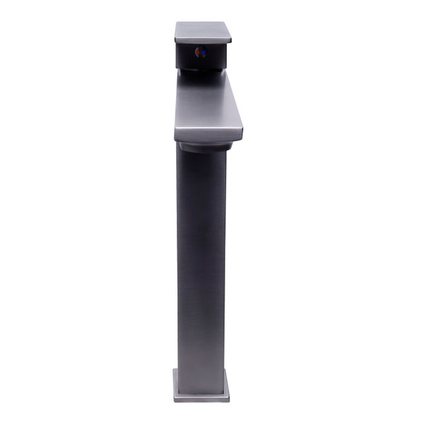 LLAVE PARA LAVABO MONOMANDO GUN METAL ROW CUELLO ALTO