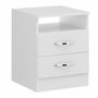 BURÓ DE RECÁMARA MDF Y MDP BLANCO 2 CAJONES ESTILO MODERNO CON NICHO
