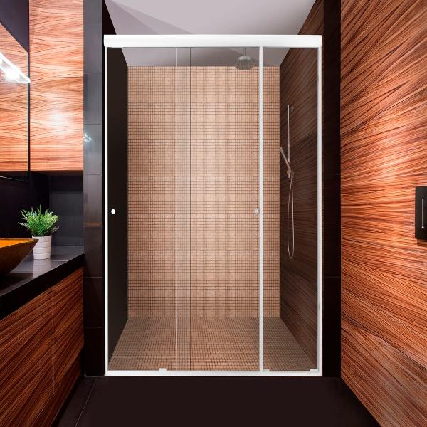 CANCEL PARA BAÑO CORREDIZO PERFIL BLANCO VIDRIO TRANSPARENTE 176 A 180 X 187 CM ALUMINIO