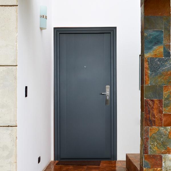 PUERTA EXTERIOR DE SEGURIDAD 8 PASADORES 96 X 213 CM IZQUIERDA GRIS OXFORD