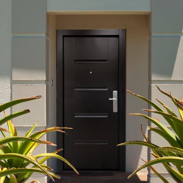 PUERTA EXTERIOR SEGURIDAD 8 PASADORES 96 X 213 CM IZQUIERDA CHOCOLATE
