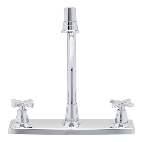 LLAVE PARA FREGADERO DUOMANDO CROMO CUELLO DE ACERO INOXIDABLE 9" 3 ORIFICIOS