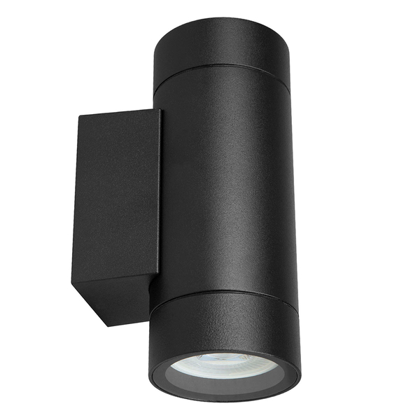 ARBOTANTE DE MURO LED EXTERIOR SOBREPONER 12W 2 FOCOS LUZ FRÍA IP65 NEGRO