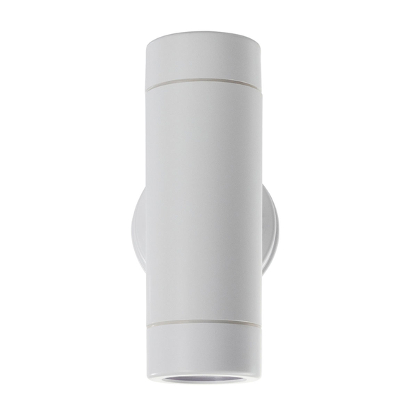 ARBOTANTE DE MURO LED GU10 SOBREPONER 14 W 2 LUCES IP54 BLANCO MATE