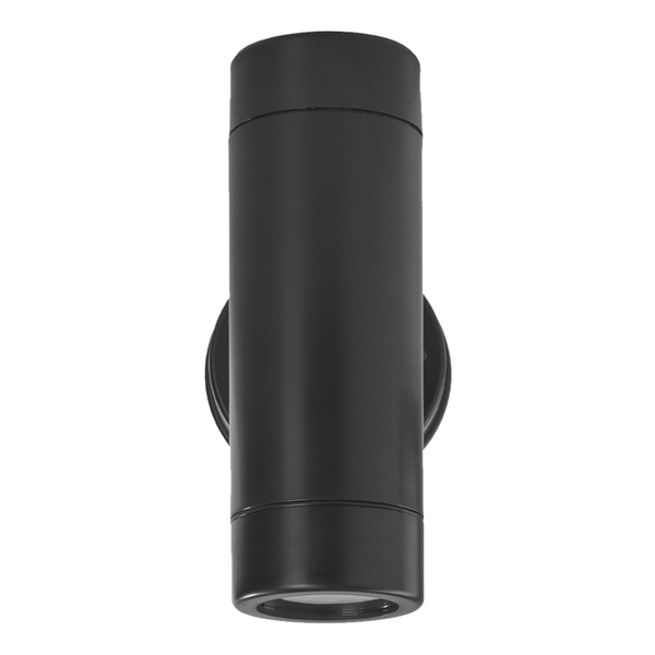 ARBOTANTE DE MURO LED SOBREPONER 12W 2 FOCOS LUZ CÁLIDA IP54 NEGRO