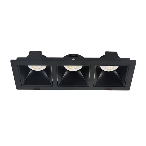 LÁMPARA DE EMPOTRAR EN TECHO TIPO SPOT 3.7 X 24 X 9 CM 3 LUCES NEGRO LUZ NEUTRA