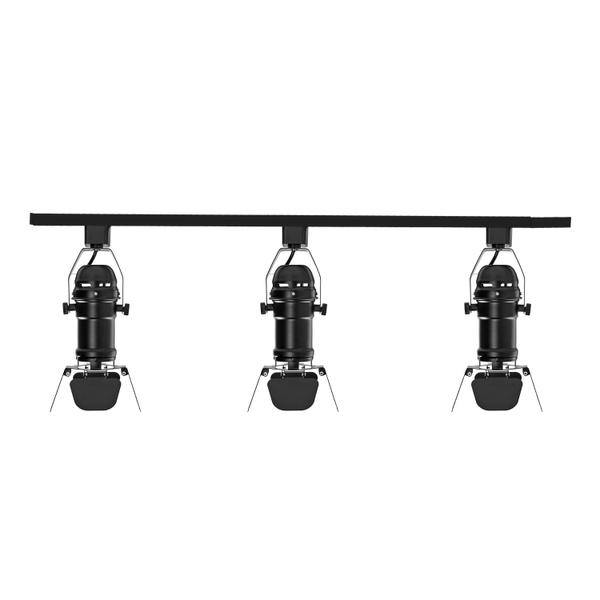 KIT DE 3 LÁMPARAS DE USO EN RIEL EN TECHO TIPO SPOTLIGHT 27.3 CM X 1 M 3 LUCES NEGRO LUZ FRÍA