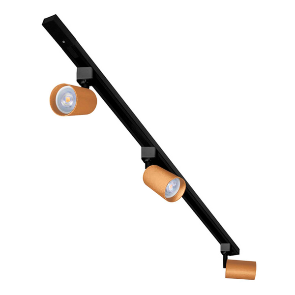 KIT DE 3 LÁMPARAS DE USO EN RIEL EN TECHO TIPO SPOT 12 CM X 1 M 3 LUCES DORADO LUZ CÁLIDA