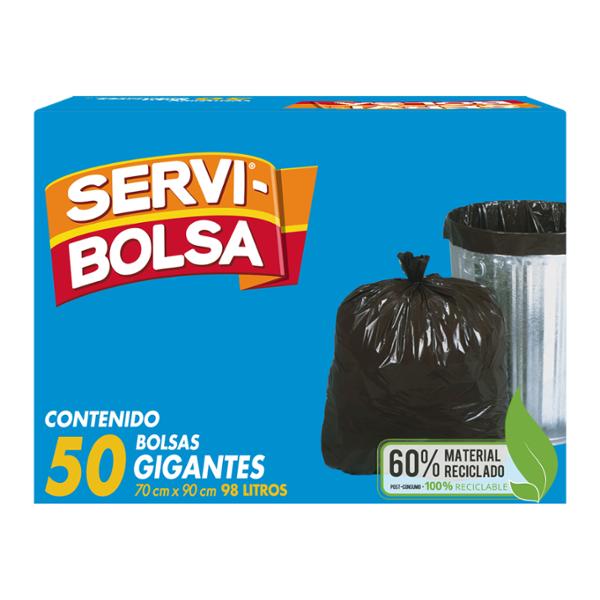 BOLSAS PARA BASURA GIGANTES SERVIBOLSA 50 PIEZAS 98L