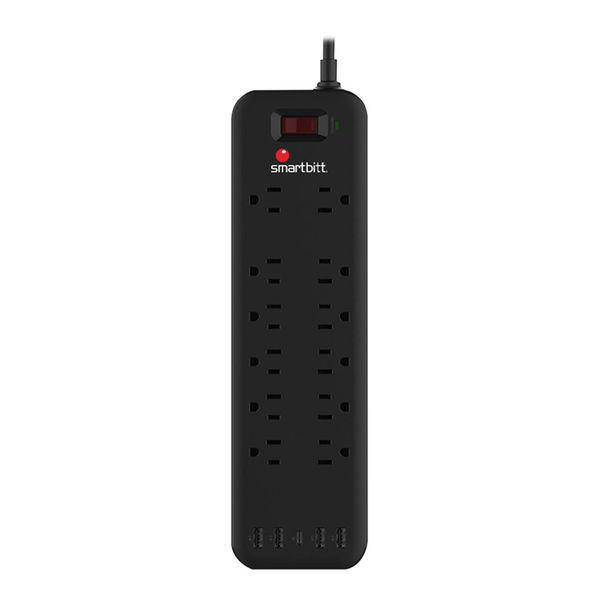 SUPRESOR DE 3600JOULES, 12 TOMAS AC NEMA, 4 PUERTOS USB TIPO A, 1 PUERTO USB TIPO C