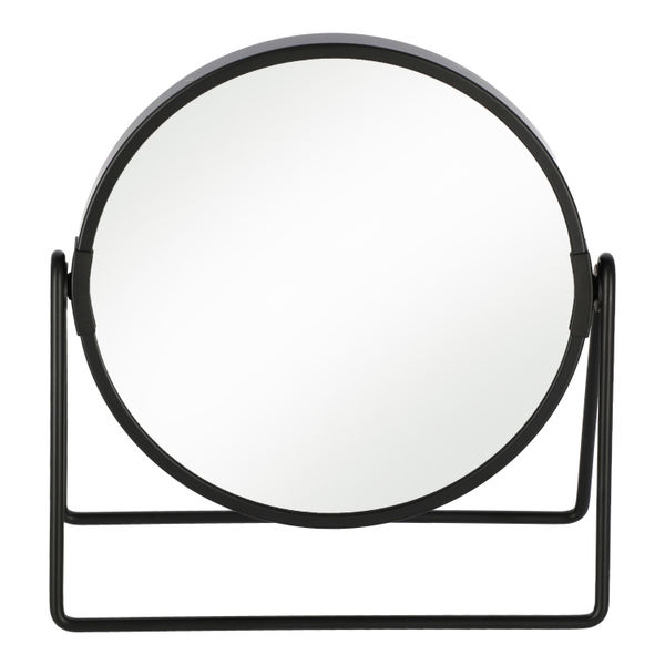 ESPEJO PARA BAÑO PARA MAQUILLAJE CIRCULAR VIDRIO Y METAL NEGRO 20 CM CON AUMENTO 3X