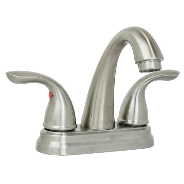 LLAVE PARA LAVABO DUOMANDO NÍQUEL SATINADO A LAVABO CON CARTUCHOS CERÁMICOS CUERPO DE LATÓN Y RESINA