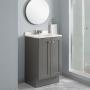 MUEBLE PARA BAÑO A PISO NEW ORLEANS 18" GRIS LAMINADO CON LAVABO BLANCO