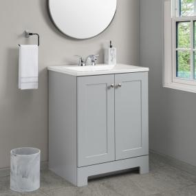 MUEBLE PARA BAÑO A PISO GLACIER BAY 24" GRIS PERLA EN TERMOFORMADO CON LAVABO BLANCO