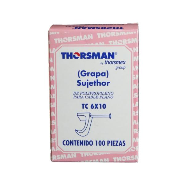 GRAPA PARA SUJETAR CABLES POLIPROPILENO CON CLAVO GALVANIZADO 6 X 10 NATURAL 100 PIEZAS