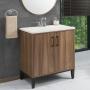 MUEBLE PARA BAÑO A PISO STRASBURG 30" CARAMELO EN MELAMINA CON LAVABO COLOR BLANCO