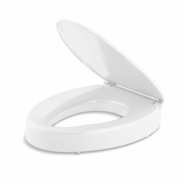 ASIENTO PARA BAÑO ALARGADO PLÁSTICO BLANCO CIERRE LENTO ALTURA ELEVADA
