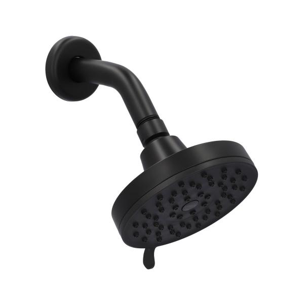 REGADERA CEBOLLA FIJA REDONDA POM ABS NEGRO MATE 3 FUNCIONES CON BRAZO