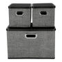SET 3 CAJAS ORGANIZADORAS APILABLES CON ASAS 17 X 26 CM POLIPROPILENO NEGRO