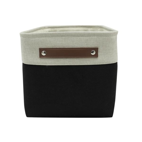 GAVETA ORGANIZADORA CON ASAS 38 X 26 X 24 CM POLIESTER NEGRO Y BEIGE