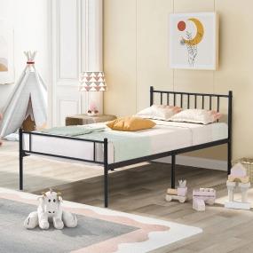 CAMA INDIVIDUAL DE ACERO 197 X 99 X 80CM NEGRO