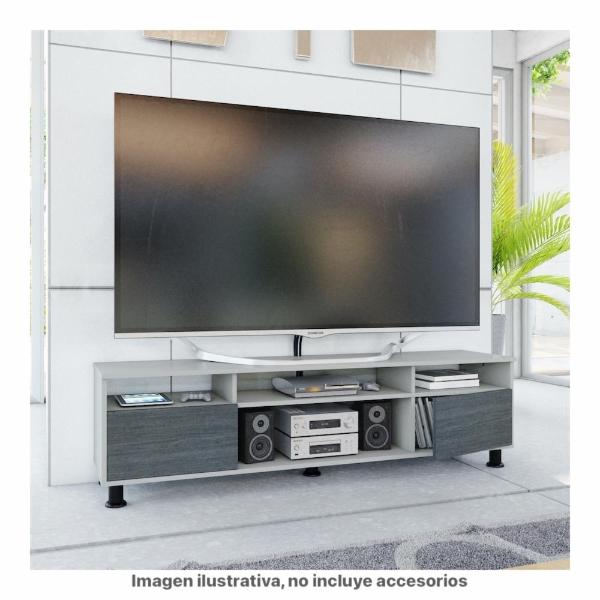 MUEBLE SOFÍA PARA PANTALLAS DE HASTA 70" AMPLIO ALMACENAJE Y DISEÑO MODERNO EN COLOR GRIS GRAFITO