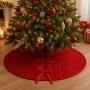 PIE DECORATIVO PARA ÁRBOL DE NAVIDAD CON MOÑOS 132 CM POLIÉSTER ROJO CLÁSICO