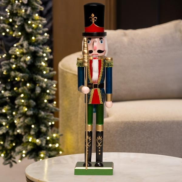 ADORNO NAVIDEÑO CASCANUECES MULTICOLOR 55 CM AZUL Y VERDE