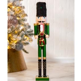 ADORNO PARA MESA NAVIDEÑO CASCANUECES 76 CM MADERA VERDE
