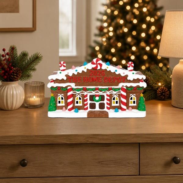 VILLA NAVIDEÑA THE HOME DEPOT DE PORCELANA ILUMINADA 24 CM