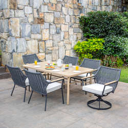 JUEGO DE JARDÍN COMEDOR PEMBROKE 7 PIEZAS BEIGE / NEGRO