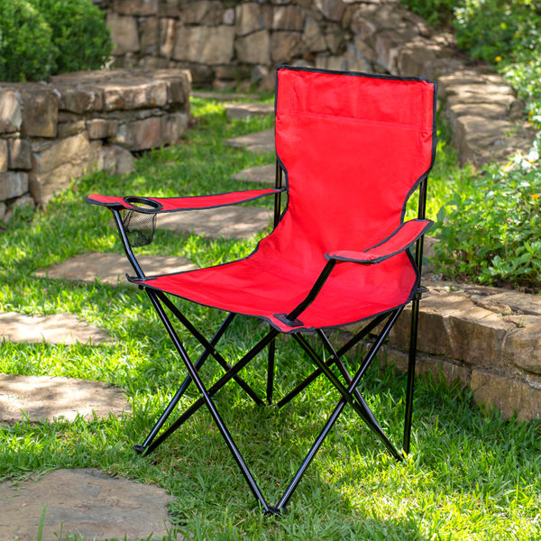 SILLA DE PLAYA PLEGABLE METÁLICA ROJO