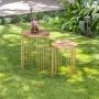 MESA DE JARDÍN LATERAL METAL / MADERA CAFÉ 2 PIEZAS