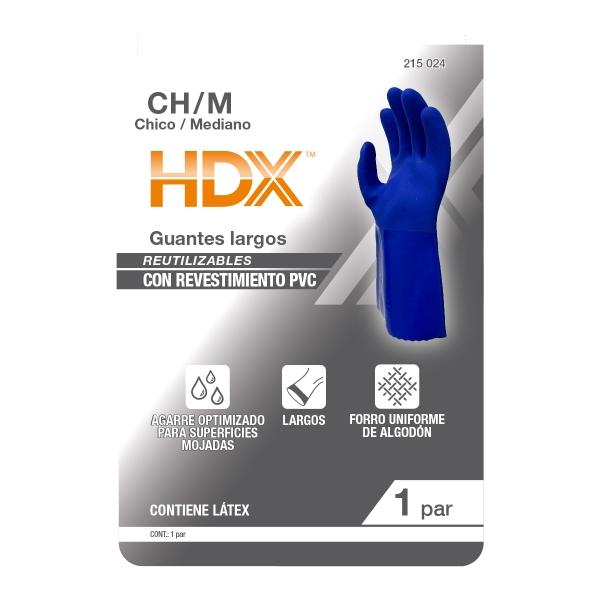 GUANTE REUSABLE LARGO DE PVC HDX S/M