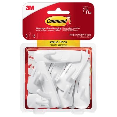 COMMAND PACK GANCHO BLANCO MEDIANO, 8 GANCHOS, USO INTERIORES