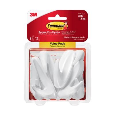 COMMAND PACK GANCHO BLANCO MEDIANO, 8 GANCHOS, USO INTERIORES