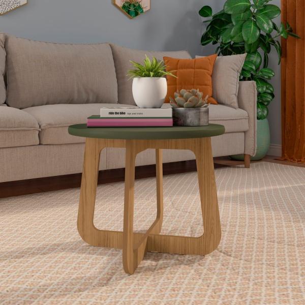 MESA CENTRO DECORATIVA JASMIN MDF 59 X 59 X 46.5 CM VERDE ROBLE