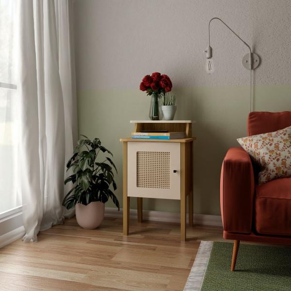 MESA LATERAL AUXILIAR CHARLOTTE MDF 72.5 X 43 X 36 CM ROBLE OFF WHITE