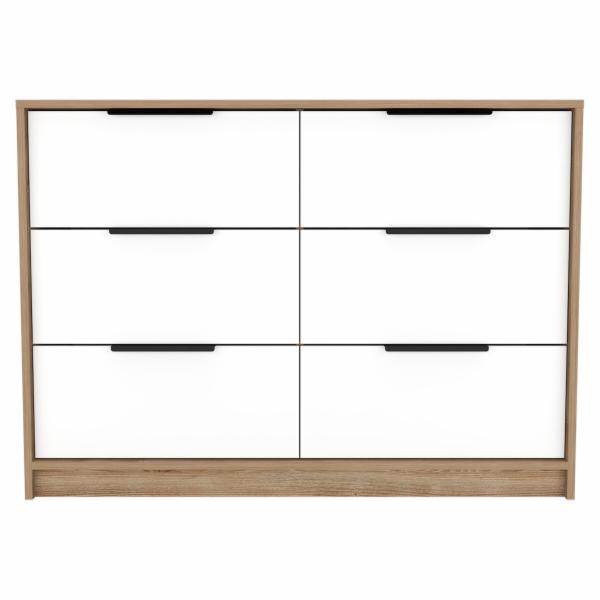 CÓMODA DE MDF MIEL Y BLANCO 4 CAJONES PARA RECÁMARA MODERNA MULTIUSOS
