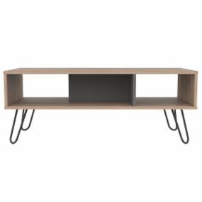 MESA CENTRO DECORATIVA VESSEL MDP Y ACERO 101.1 X 45 X 40 CM MIEL CENIZA