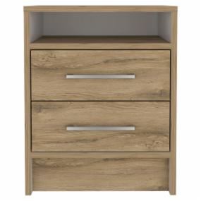BURÓ MESA DE NOCHE ETER MDF MACADAMIA BLANCO 2 CAJONES MODERNO ALMACENAMIENTO