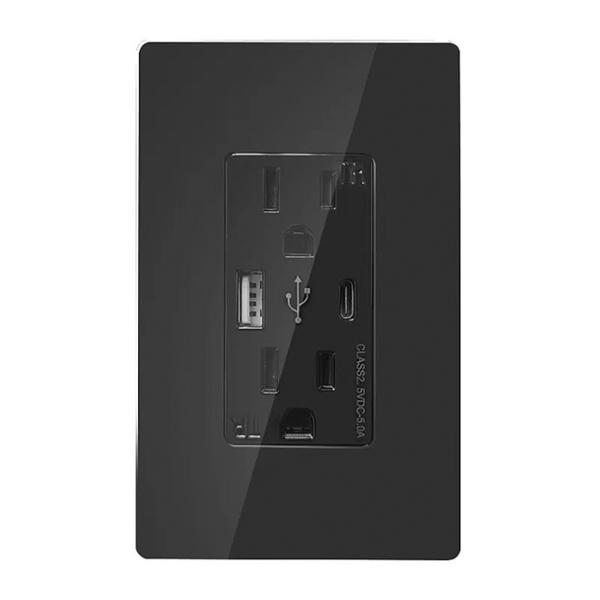 CONTACTO DÚPLEX DECORATIVO USB-A Y USB-C DE POLICARBONATO COLOR NEGRO