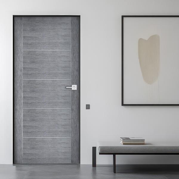 PUERTA INTERIOR SEMISOLIDA 90 X 213 CM GRIS OXFORD AJUSTE EXPRESS