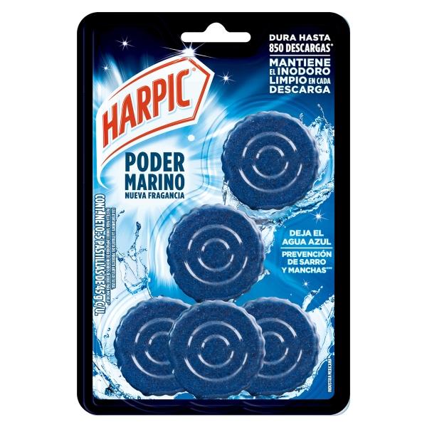 HARPIC 10 X POWER ULTRA LIMPIADOR DE INODOROS PASTILLA PARA TANQUE 5PZAS.