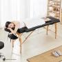 CAMA PARA MASAJES INDIVIDUAL DE MADERA NEGRO AJUSTABLE DE LUJO 150 KG