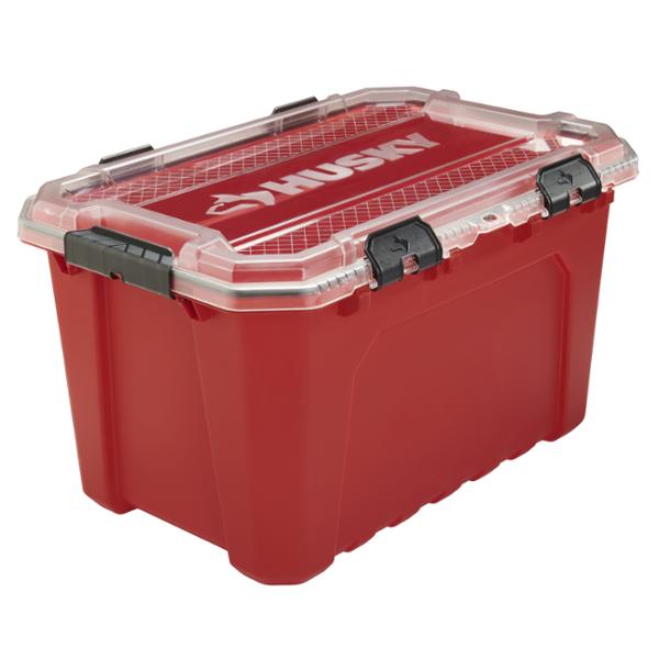 CAJA ORGANIZADORA PRO USO RUDO 75 L PLÁSTICO TAPA ROJA CON CIERRE SEGURO