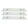 JUEGO DE 3 REPISAS RECTANGULARES DE ACERO INOX. Y VIDRIO