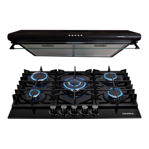 COMBO FINEZZA CON PARRILLA Y CAMPANA DE CRISTAL TEMPLADO Y ACERO